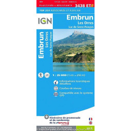 Carte IGN Top 25 Embrun-Les Ores-Serre Ponçon