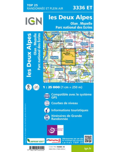 Carte IGN Top 25 Les deux Alpes