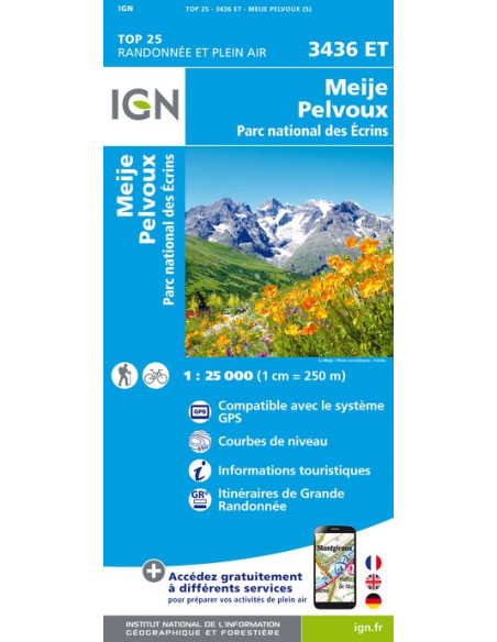 Carte IGN Top 25 : Meije-Pelvoux
