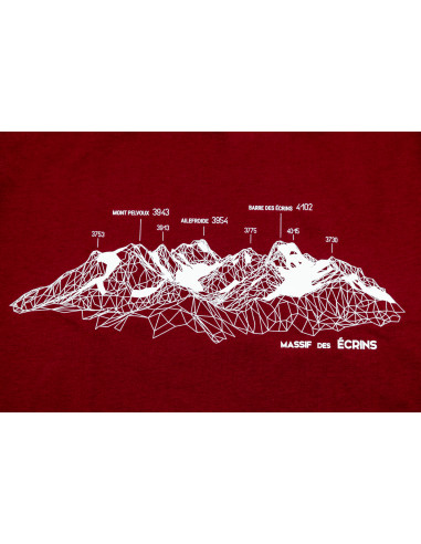 TEE-SHIRT massif des Ecrins HOMME BORDEAUX