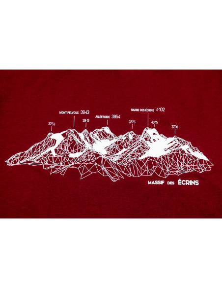 TEE-SHIRT massif des Ecrins HOMME BORDEAUX